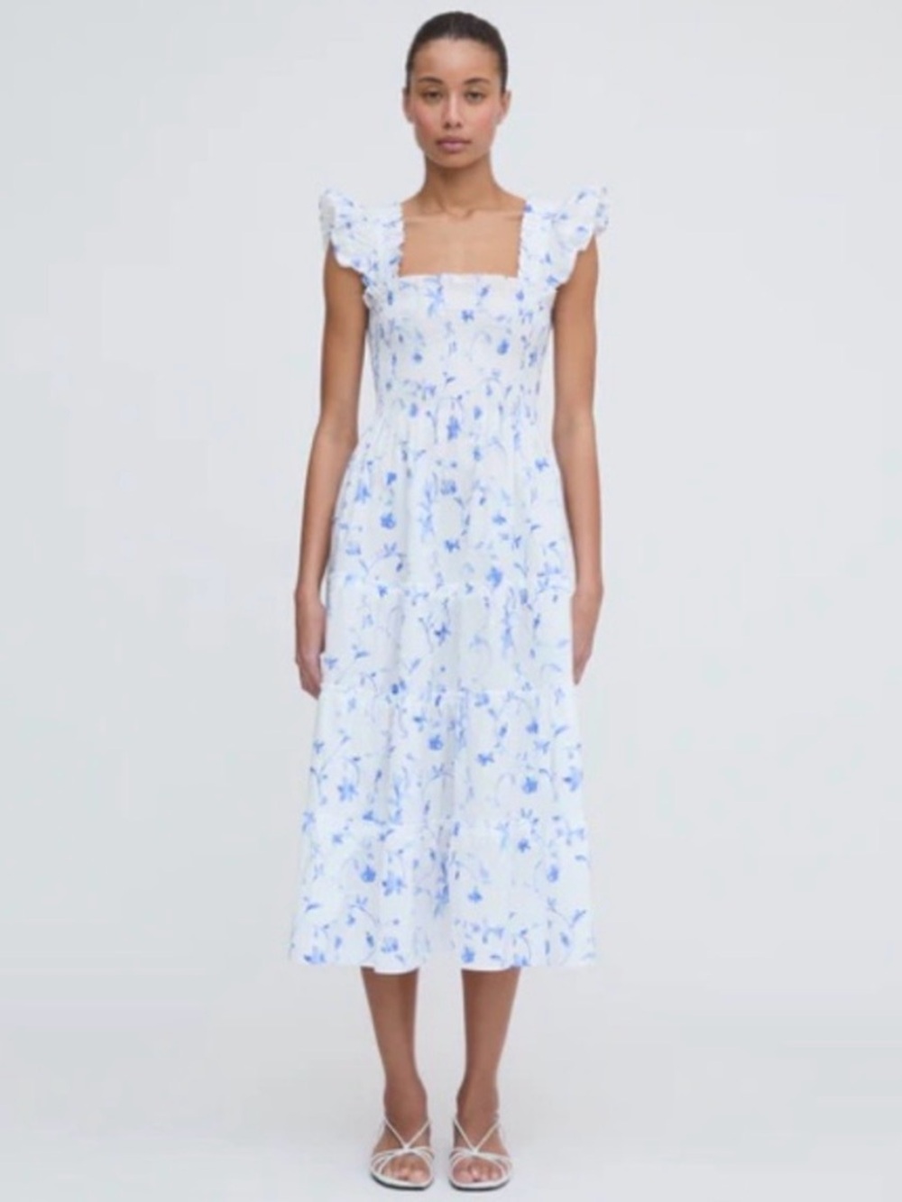 Hill House The Ellie Nap Dress in Blue Botanical - Size Medium